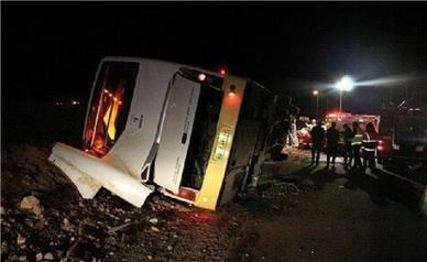 واژگونی مرگبار اتوبوس مسافربری در قزوین